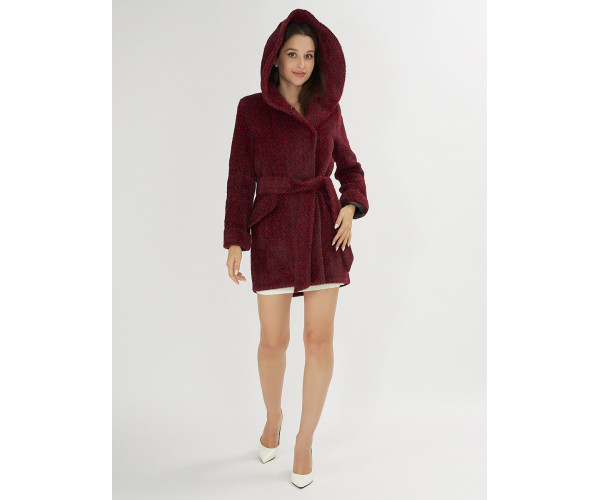 Полупальто демисезонное бордового цвета 42110Bo