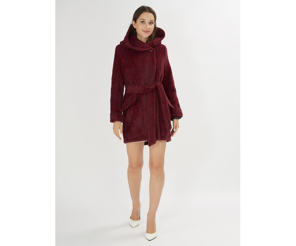 Полупальто демисезонное бордового цвета 42110Bo