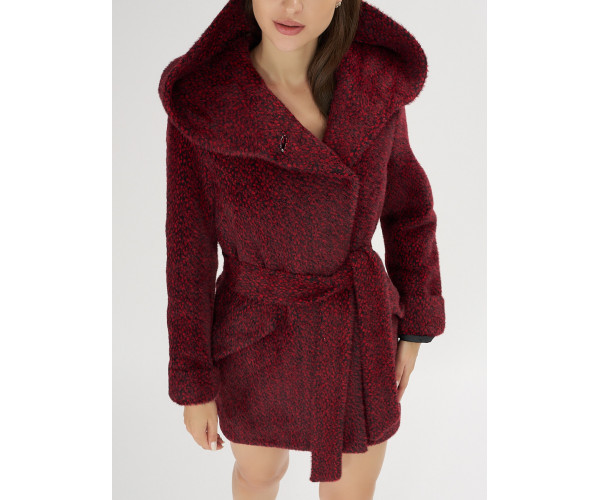 Полупальто демисезонное бордового цвета 42110Bo