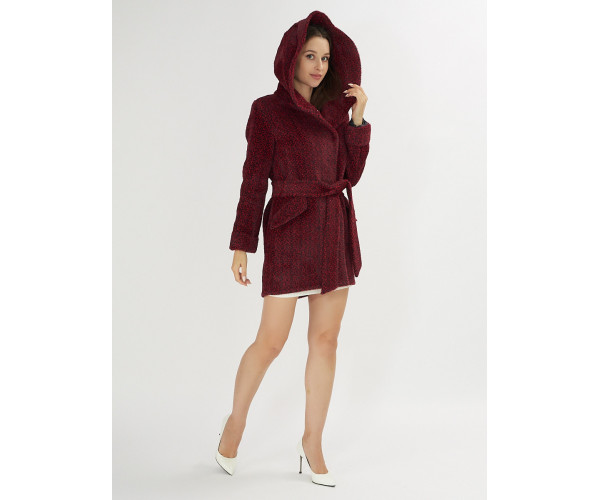 Полупальто демисезонное бордового цвета 42110Bo