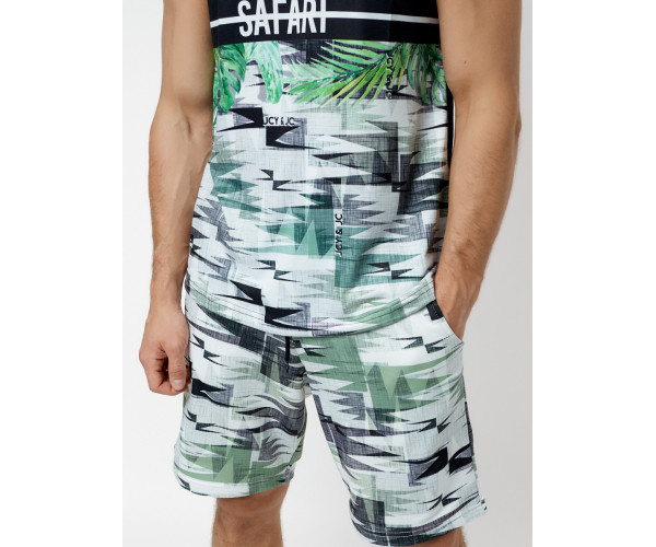 Костюм шорты и майка салатового цвета 225302Sl