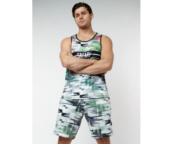Костюм шорты и майка салатового цвета 225302Sl
