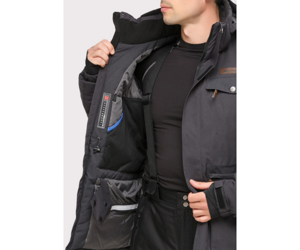 Мужской зимний костюм горнолыжный темно-серого цвета 01910TC