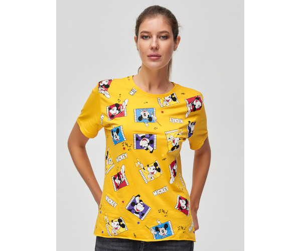 Женские футболки с принтом желтого цвета 34004J