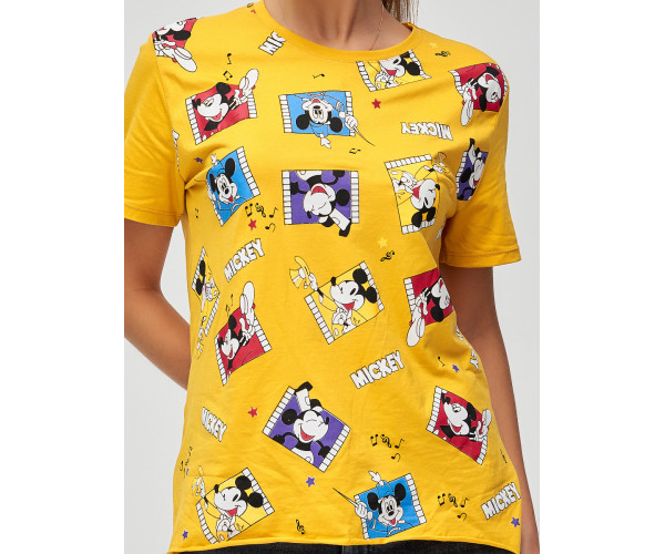 Женские футболки с принтом желтого цвета 34004J