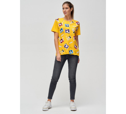 Женские футболки с принтом желтого цвета 34004J