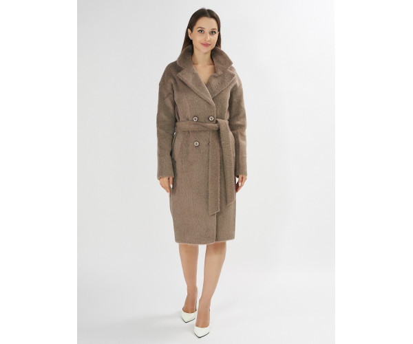 Пальто зимняя женская коричневого цвета 42114K