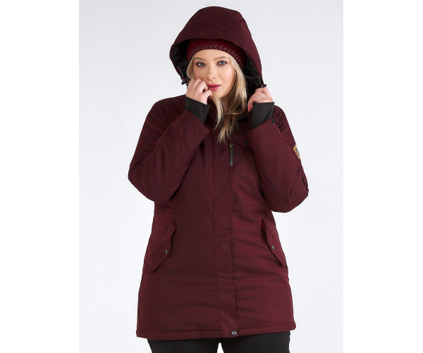 Женская зимняя парка большого размера бордового цвета 19491Bo