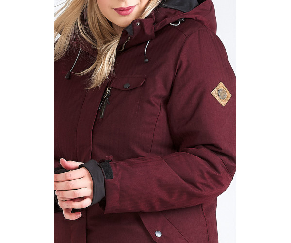Женская зимняя парка большого размера бордового цвета 19491Bo