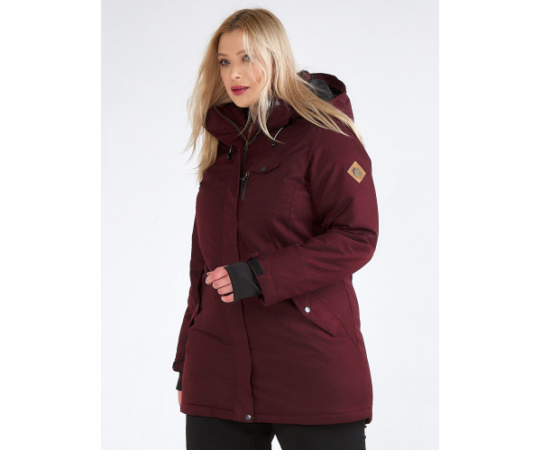 Женская зимняя парка большого размера бордового цвета 19491Bo