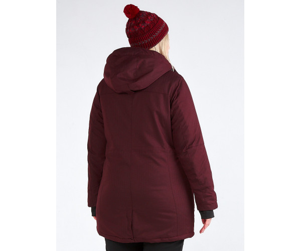 Женская зимняя парка большого размера бордового цвета 19491Bo