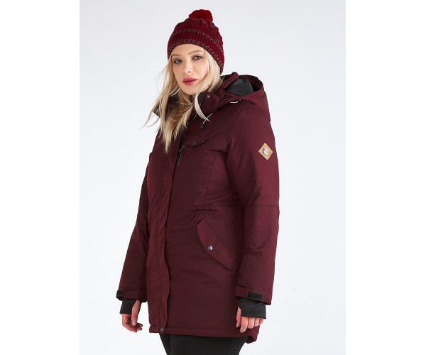 Женская зимняя парка большого размера бордового цвета 19491Bo