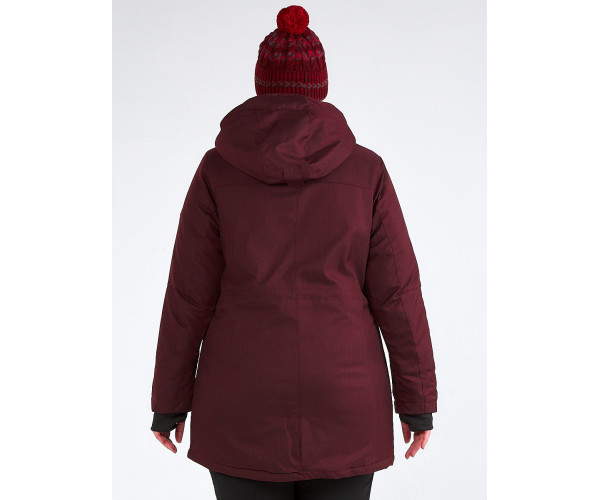 Женская зимняя парка большого размера бордового цвета 19491Bo