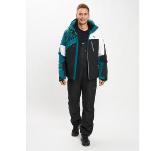 Горнолыжный костюм мужской темно-зеленого цвета 077019TZ