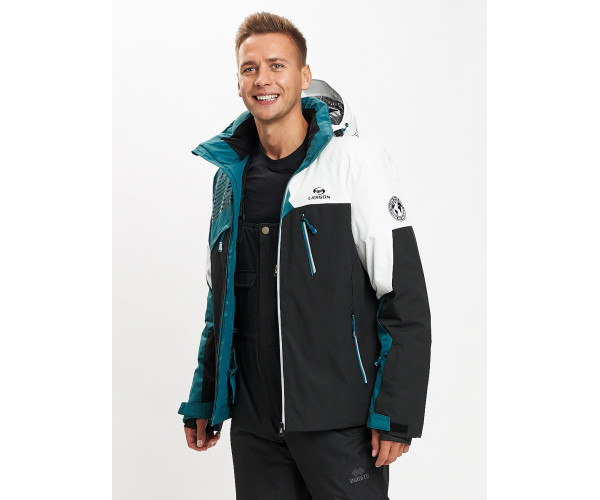 Горнолыжный костюм мужской темно-зеленого цвета 077019TZ