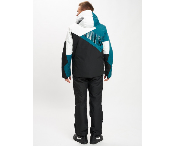 Горнолыжный костюм мужской темно-зеленого цвета 077019TZ