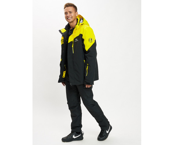 Горнолыжная куртка мужская большого размера желтого цвета 77029J