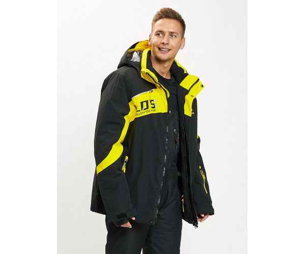 Горнолыжная куртка мужская большого размера желтого цвета 77029J
