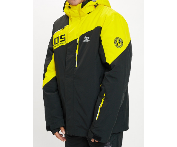 Горнолыжная куртка мужская большого размера желтого цвета 77029J