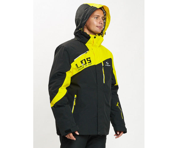 Горнолыжная куртка мужская большого размера желтого цвета 77029J