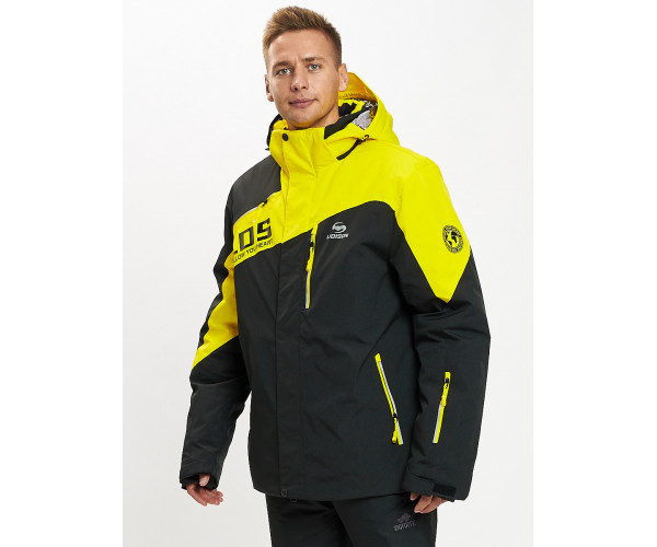Горнолыжная куртка мужская большого размера желтого цвета 77029J