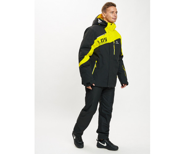 Горнолыжная куртка мужская большого размера желтого цвета 77029J