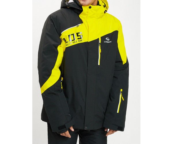 Горнолыжная куртка мужская большого размера желтого цвета 77029J