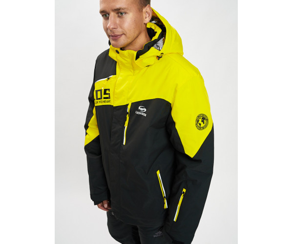 Горнолыжная куртка мужская большого размера желтого цвета 77029J