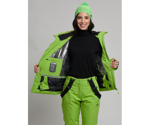 Горнолыжный костюм женский зеленого цвета 77038Z