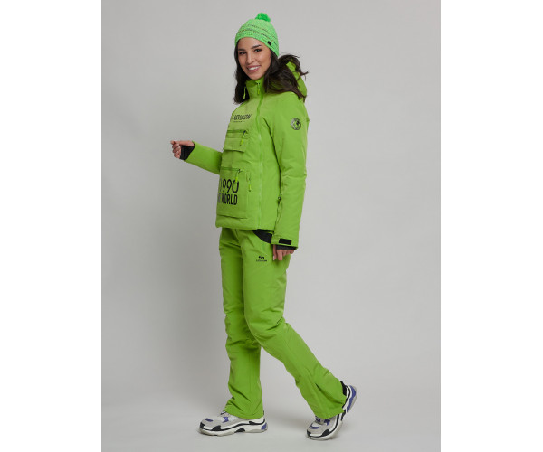 Горнолыжный костюм женский зеленого цвета 77038Z