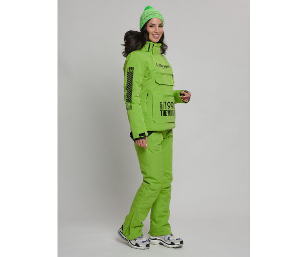 Горнолыжный костюм женский зеленого цвета 77038Z