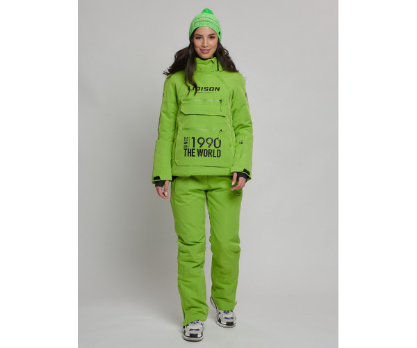 Горнолыжный костюм женский зеленого цвета 77038Z