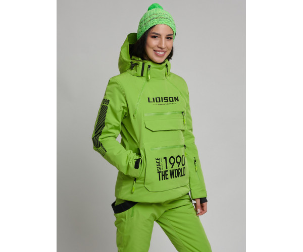 Горнолыжный костюм женский зеленого цвета 77038Z