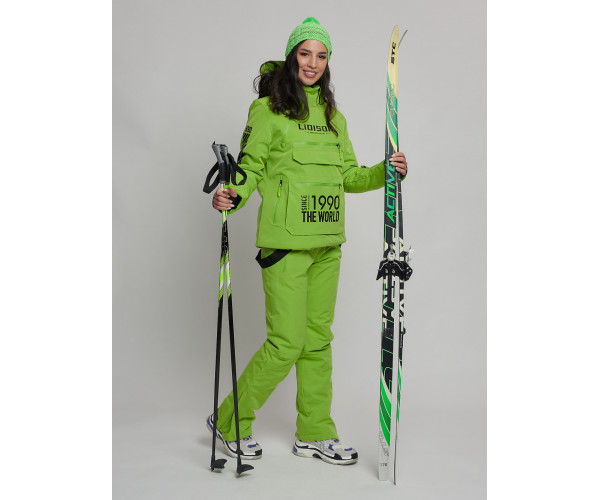 Горнолыжный костюм женский зеленого цвета 77038Z