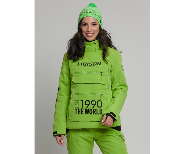 Горнолыжный костюм женский зеленого цвета 77038Z