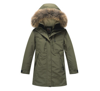 Подростковая для девочки зимняя парка цвета хаки 9042Kh