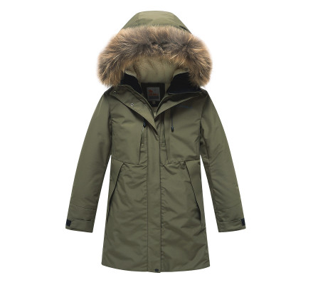 Подростковая для девочки зимняя парка цвета хаки 9042Kh