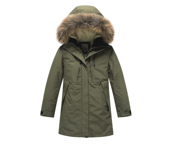 Подростковая для девочки зимняя парка цвета хаки 9042Kh