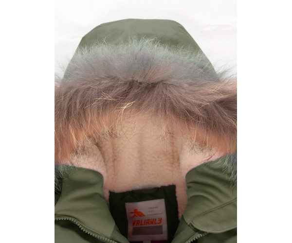 Подростковая для девочки зимняя парка цвета хаки 9042Kh