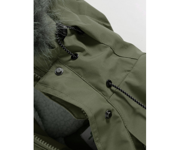 Подростковая для девочки зимняя парка цвета хаки 9042Kh