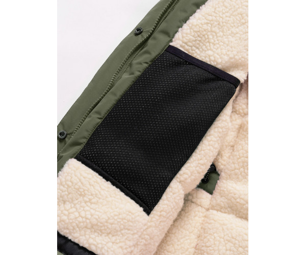 Подростковая для девочки зимняя парка цвета хаки 9042Kh