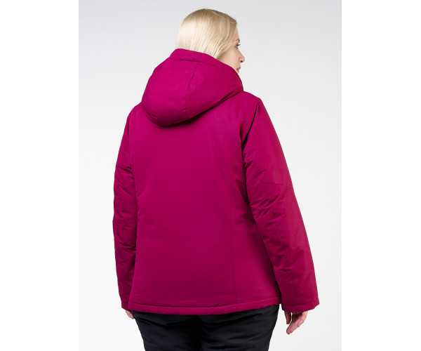 Женская зимняя горнолыжная куртка большого размера малинового цвета 11982M