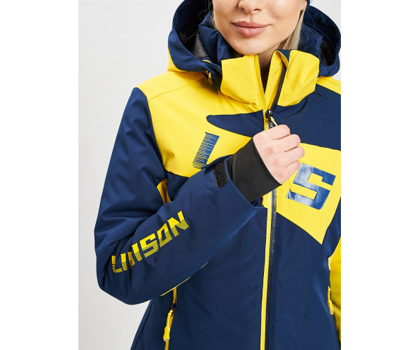 Горнолыжная куртка женская темно-синего цвета 77030TS