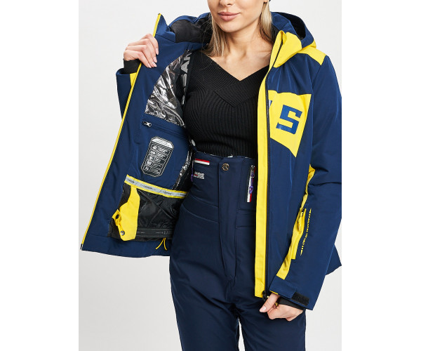 Горнолыжная куртка женская темно-синего цвета 77030TS