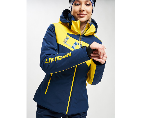 Горнолыжная куртка женская темно-синего цвета 77030TS