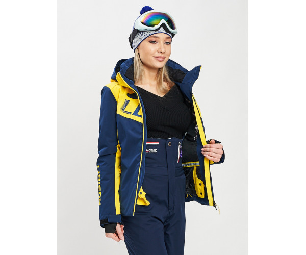 Горнолыжная куртка женская темно-синего цвета 77030TS