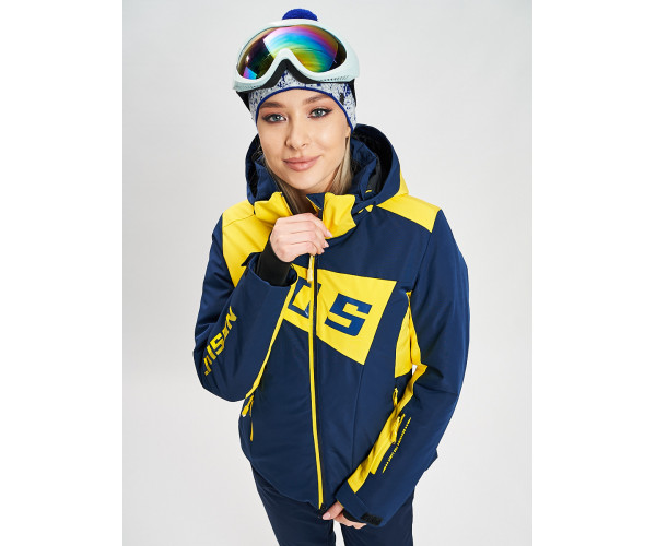 Горнолыжная куртка женская темно-синего цвета 77030TS