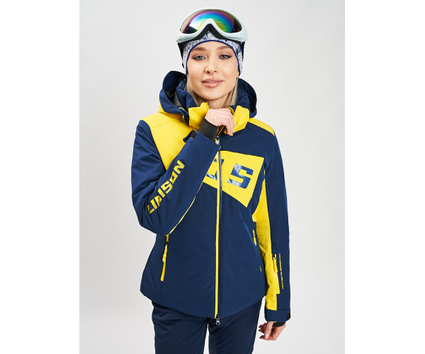 Горнолыжная куртка женская темно-синего цвета 77030TS