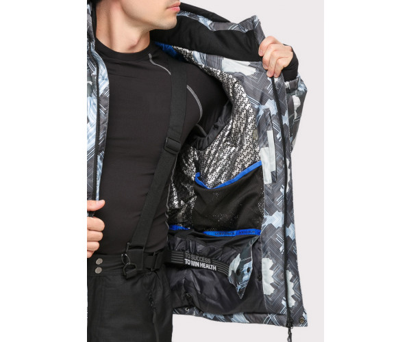 Мужская зимняя горнолыжная куртка серого цвета 18108Sr