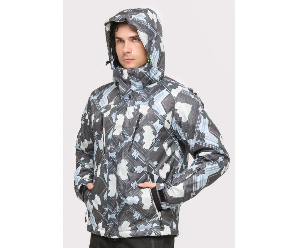 Мужская зимняя горнолыжная куртка серого цвета 18108Sr